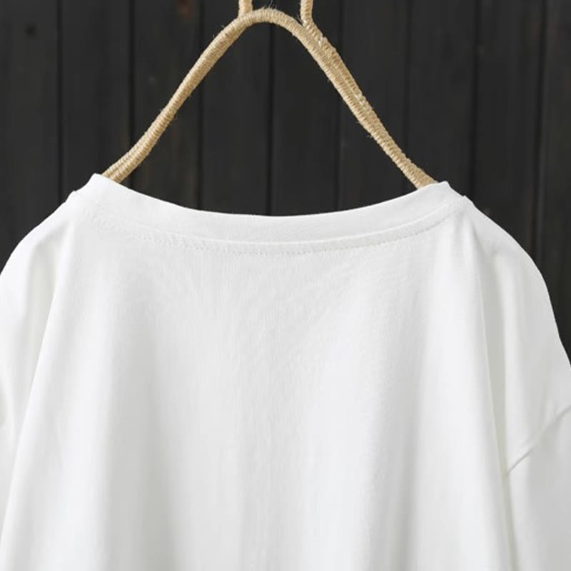 Camiseta de manga corta para mujer con cuello redondo, estilo casual y holgado, con estampado de Buddha Stones. - image 4