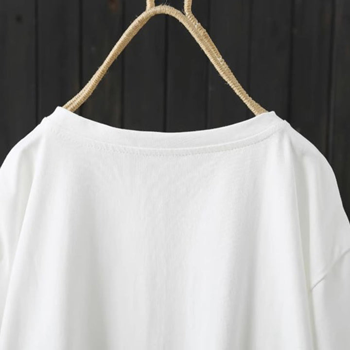 Camiseta de manga corta para mujer con cuello redondo, estilo casual y holgado, con estampado de Buddha Stones. - image 4