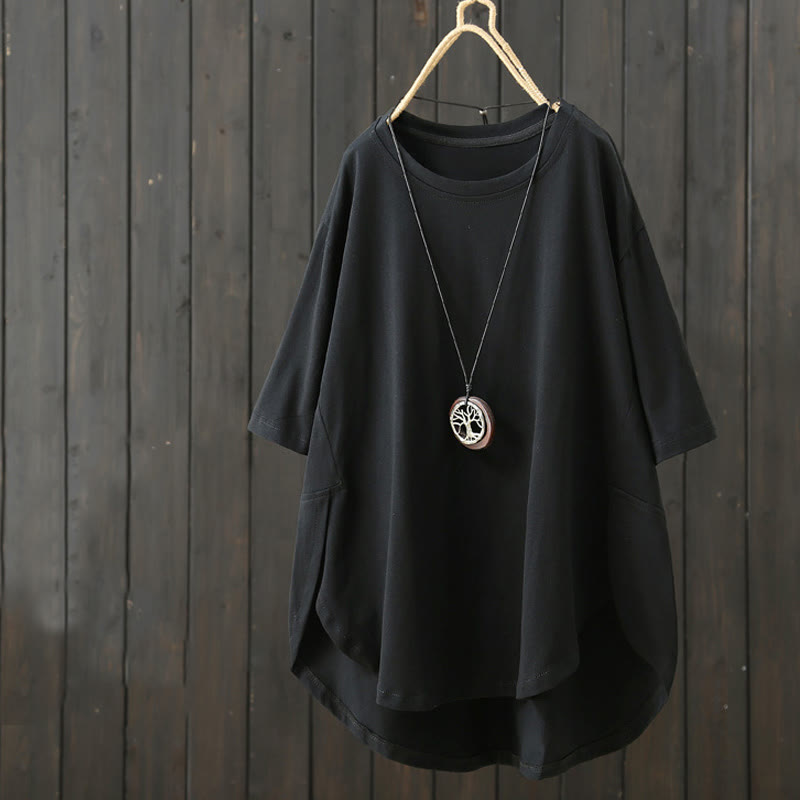 Camiseta de manga corta para mujer con cuello redondo, estilo casual y holgado, con estampado de Buddha Stones. - Negro - US14，UK/AU18，EU46 (2XL) - image 13