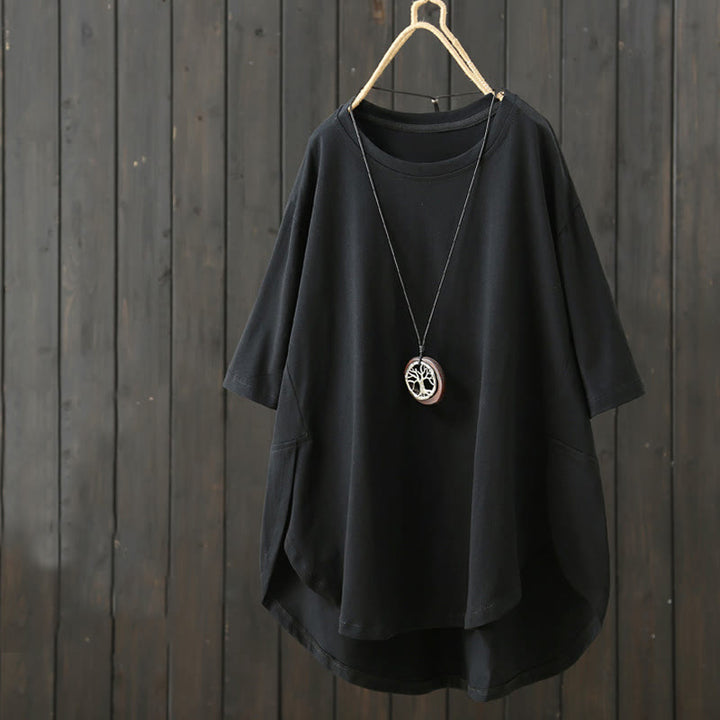 Camiseta de manga corta para mujer con cuello redondo, estilo casual y holgado, con estampado de Buddha Stones. - Negro - US14，UK/AU18，EU46 (2XL) - image 13