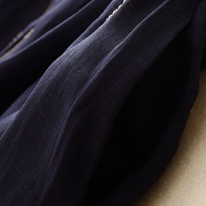 Vestido midi de algodón sin mangas con estampado azul medianoche y cordones, con bolsillos y estampado Buddha Stones - image 4