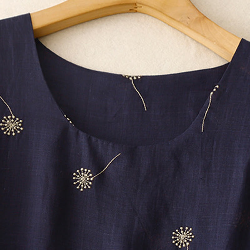 Vestido midi de algodón sin mangas con estampado azul medianoche y cordones, con bolsillos y estampado Buddha Stones - image 2