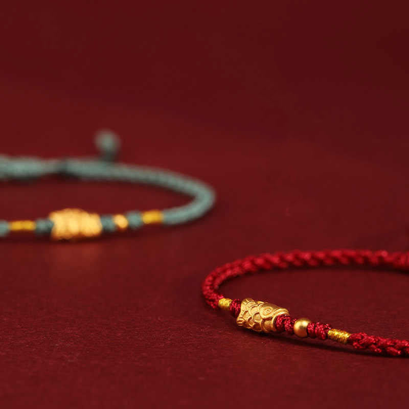 Pulsera trenzada hecha a mano con Buddha Stones, oro 999, protección de la suerte y pez koi - image 16
