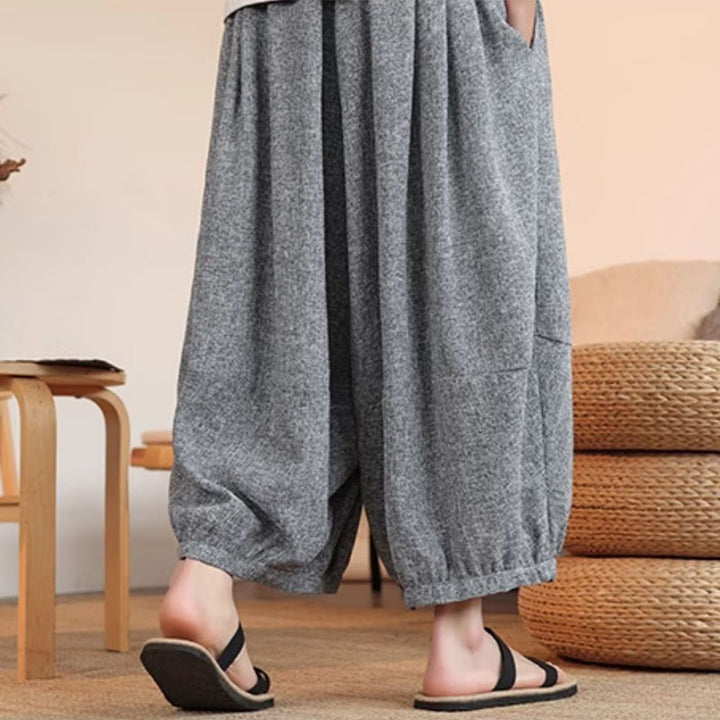 Pantalones harén cortos hasta el tobillo con bordado de personajes de verano de Buddha Stones y cordón ajustable para hombre con bolsillos - image 4