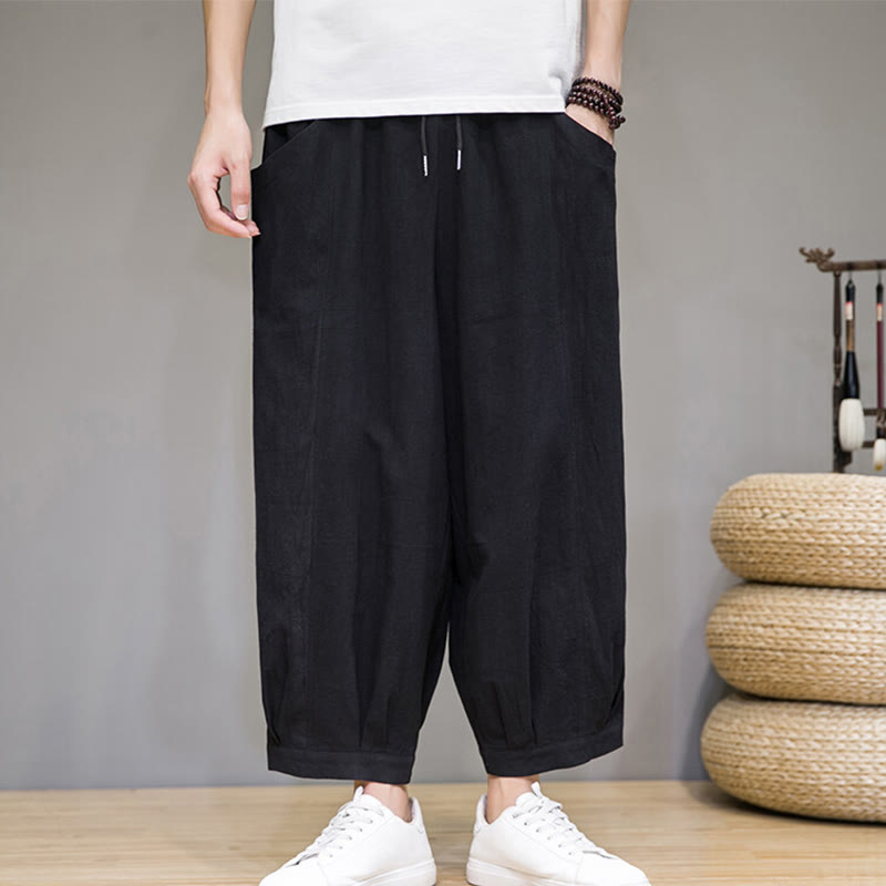 Pantalones capri cortos de algodón con bolsillos para hombre de Buddha Stones - Negro - US/UK/AU46, EU56 (5XL) - image 19