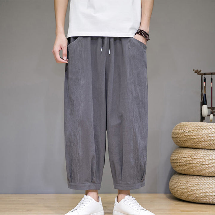 Pantalones capri cortos de algodón con bolsillos para hombre de Buddha Stones - image 1