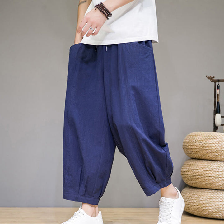 Pantalones capri cortos de algodón con bolsillos para hombre de Buddha Stones - image 30