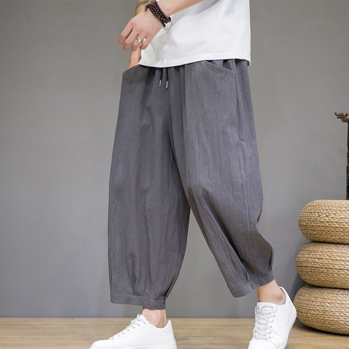 Pantalones capri cortos de algodón con bolsillos para hombre de Buddha Stones - Gris - US/UK/AU46, EU56 (5XL) - image 0