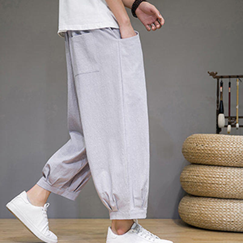 Pantalones capri cortos de algodón con bolsillos para hombre de Buddha Stones - image 13