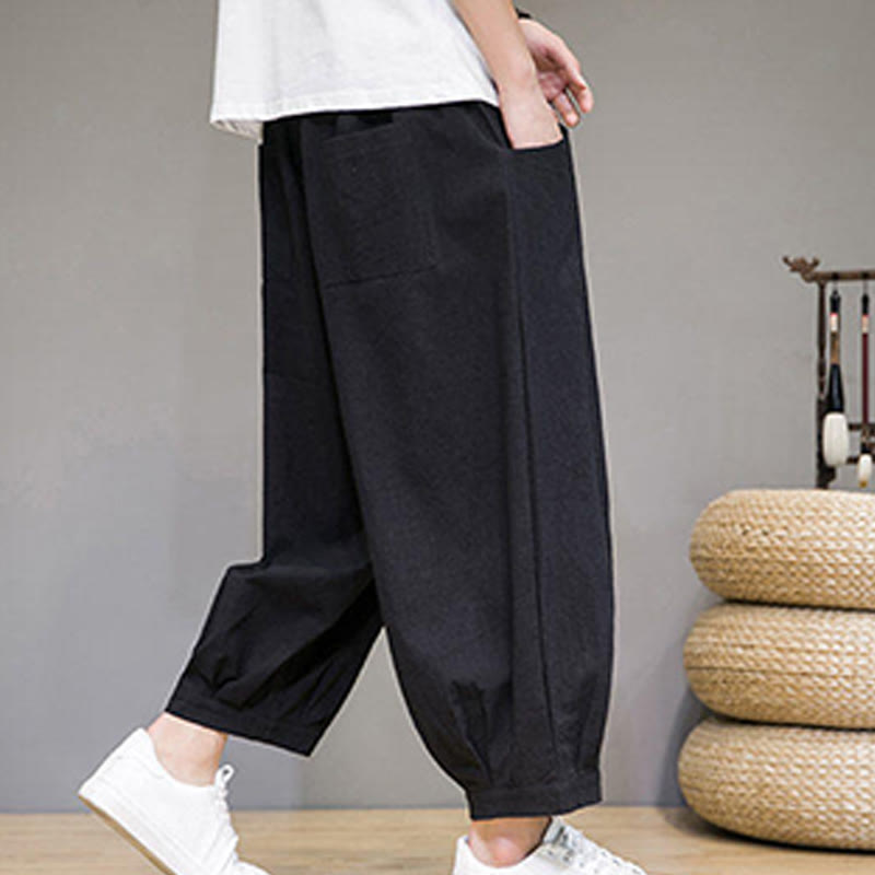 Pantalones capri cortos de algodón con bolsillos para hombre de Buddha Stones - image 23