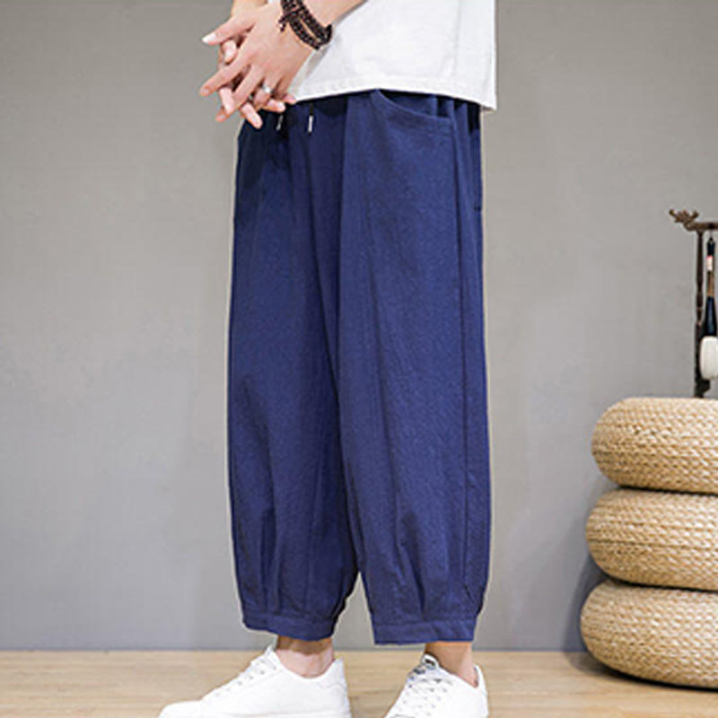 Pantalones capri cortos de algodón con bolsillos para hombre de Buddha Stones - image 34