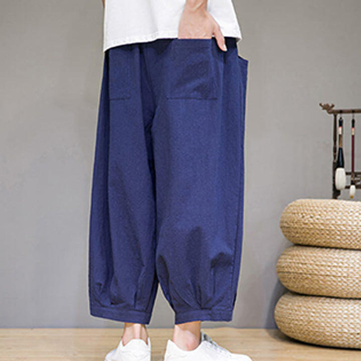 Pantalones capri cortos de algodón con bolsillos para hombre de Buddha Stones - image 31