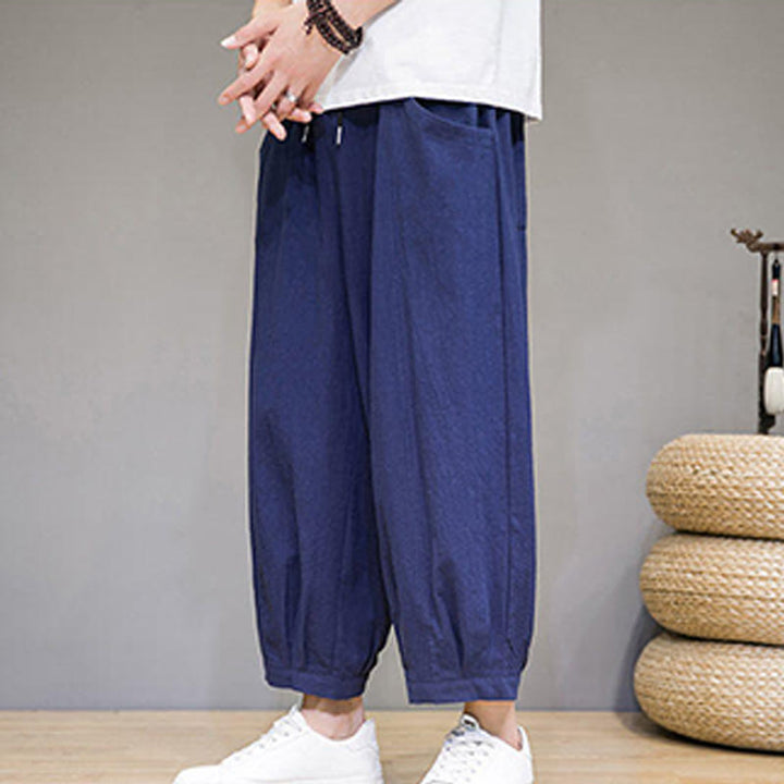Pantalones capri cortos de algodón con bolsillos para hombre de Buddha Stones - image 34