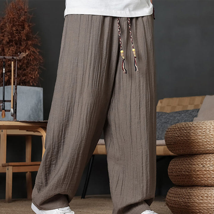 Pantalones casuales con diseño de cordón y bolsillos de Buddha Stones para hombre. - Broncearse - US/UK/AU46, EU56 (5XL) - image 0