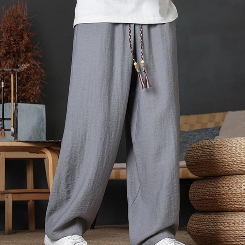 Pantalones casuales con diseño de cordón y bolsillos de Buddha Stones para hombre. - Gris - US/UK/AU46, EU56 (5XL) - image 19