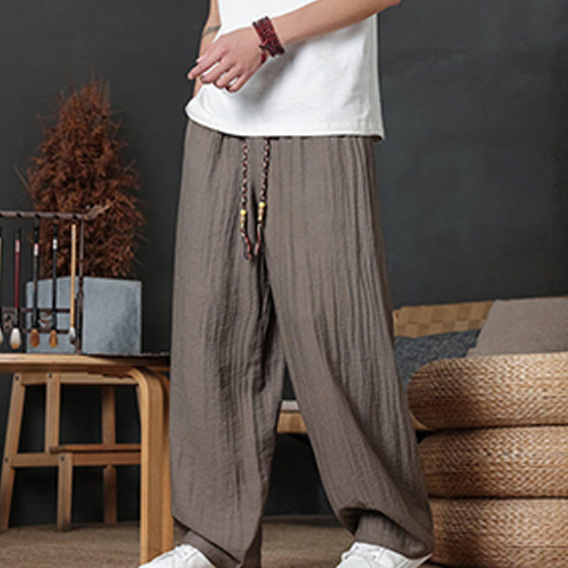 Pantalones casuales con diseño de cordón y bolsillos de Buddha Stones para hombre. - image 2