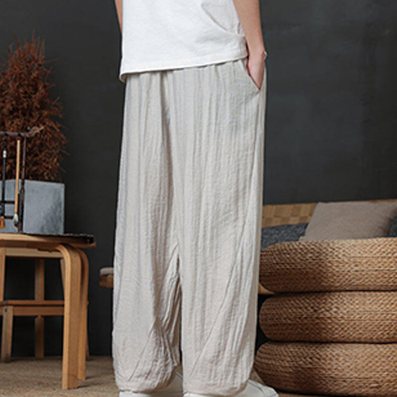 Pantalones casuales con diseño de cordón y bolsillos de Buddha Stones para hombre. - image 13