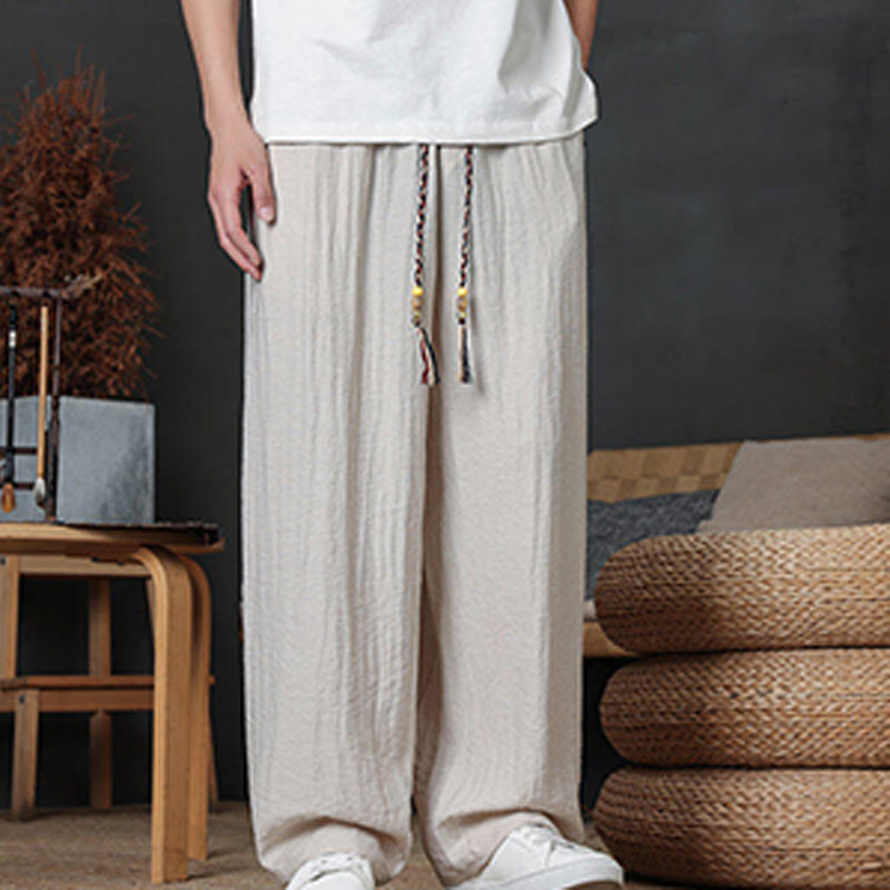 Pantalones casuales con diseño de cordón y bolsillos de Buddha Stones para hombre. - image 16