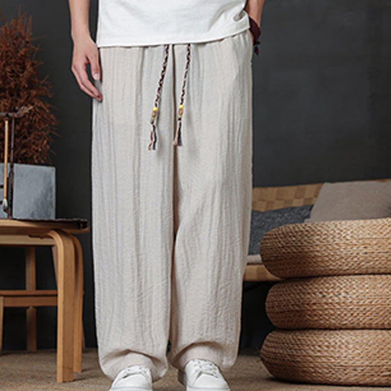 Pantalones casuales con diseño de cordón y bolsillos de Buddha Stones para hombre. - image 18