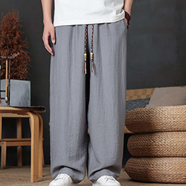 Pantalones casuales con diseño de cordón y bolsillos de Buddha Stones para hombre. - image 20