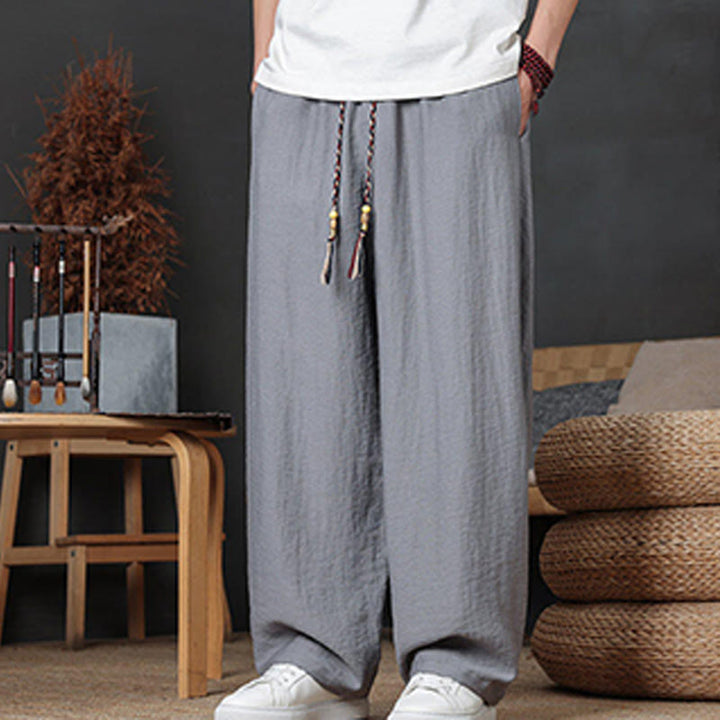 Pantalones casuales con diseño de cordón y bolsillos de Buddha Stones para hombre. - image 26