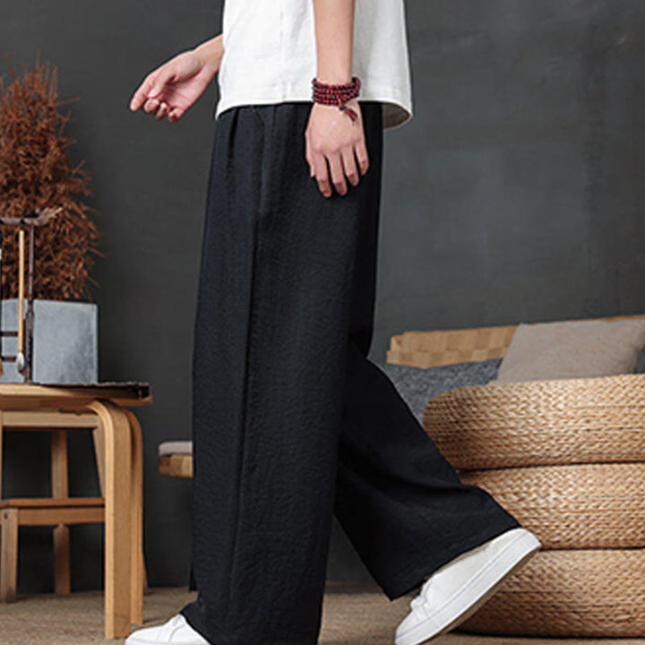 Pantalones casuales con diseño de cordón y bolsillos de Buddha Stones para hombre. - image 40