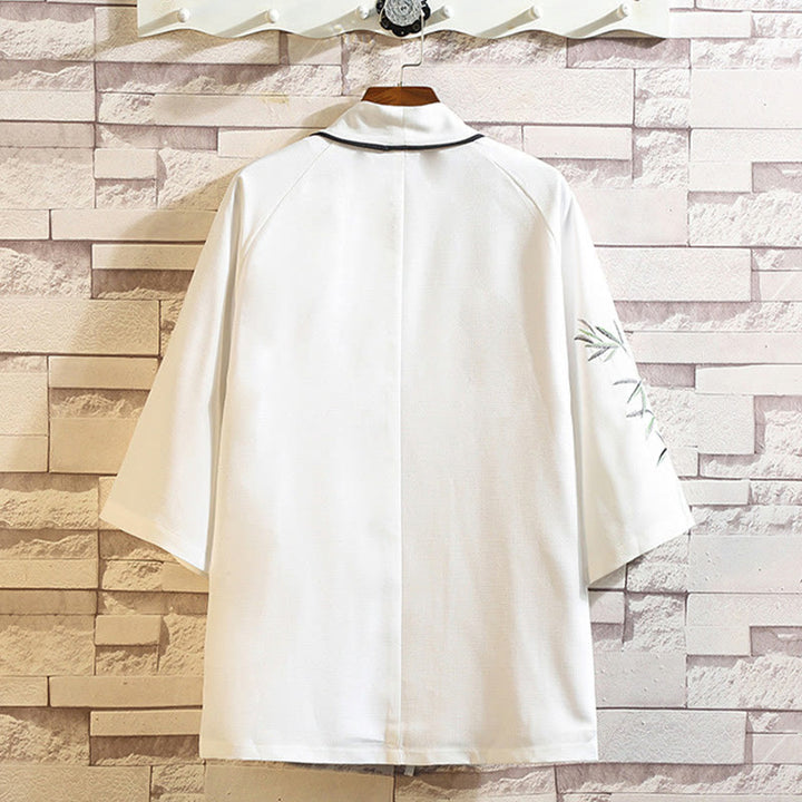 Chaqueta tipo kimono para hombre con bordado de Buddha Stones, dragón, fénix, nubes auspiciosas, olas, hojas y grullas. - image 17