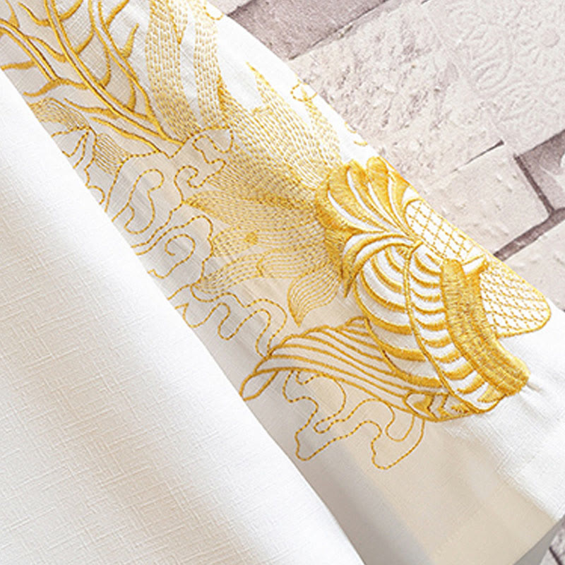 Chaqueta tipo kimono para hombre con bordado de Buddha Stones, dragón, fénix, nubes auspiciosas, olas, hojas y grullas. - image 24