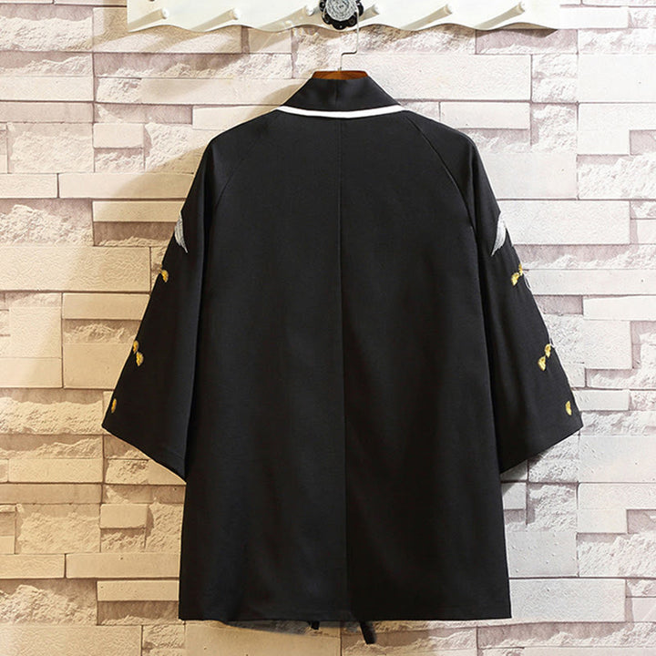 Chaqueta tipo kimono para hombre con bordado de Buddha Stones, dragón, fénix, nubes auspiciosas, olas, hojas y grullas. - image 42