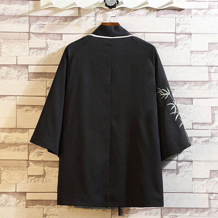 Chaqueta tipo kimono para hombre con bordado de Buddha Stones, dragón, fénix, nubes auspiciosas, olas, hojas y grullas. - image 15