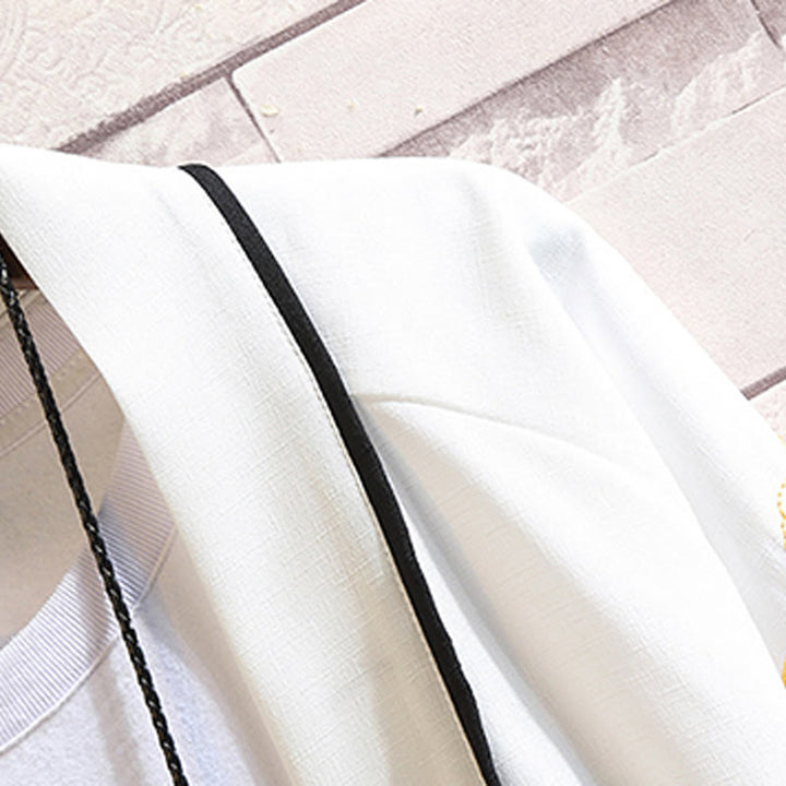 Chaqueta tipo kimono para hombre con bordado de Buddha Stones, dragón, fénix, nubes auspiciosas, olas, hojas y grullas. - image 27