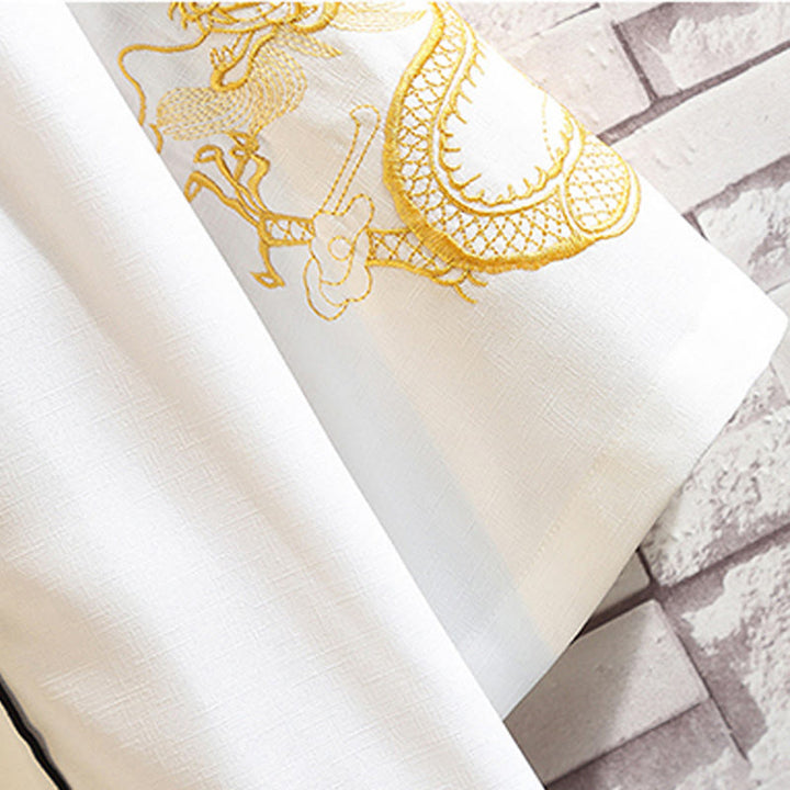 Chaqueta tipo kimono para hombre con bordado de Buddha Stones, dragón, fénix, nubes auspiciosas, olas, hojas y grullas. - image 32