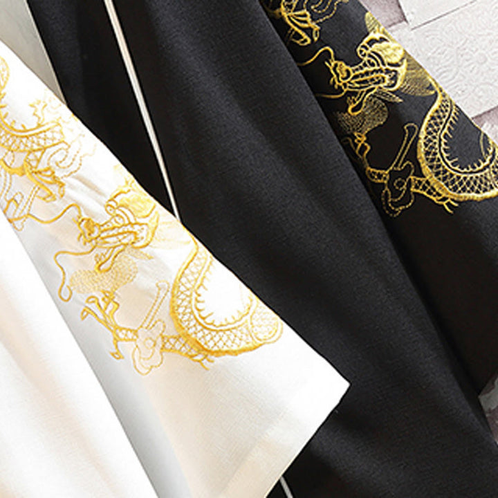 Chaqueta tipo kimono para hombre con bordado de Buddha Stones, dragón, fénix, nubes auspiciosas, olas, hojas y grullas. - image 34