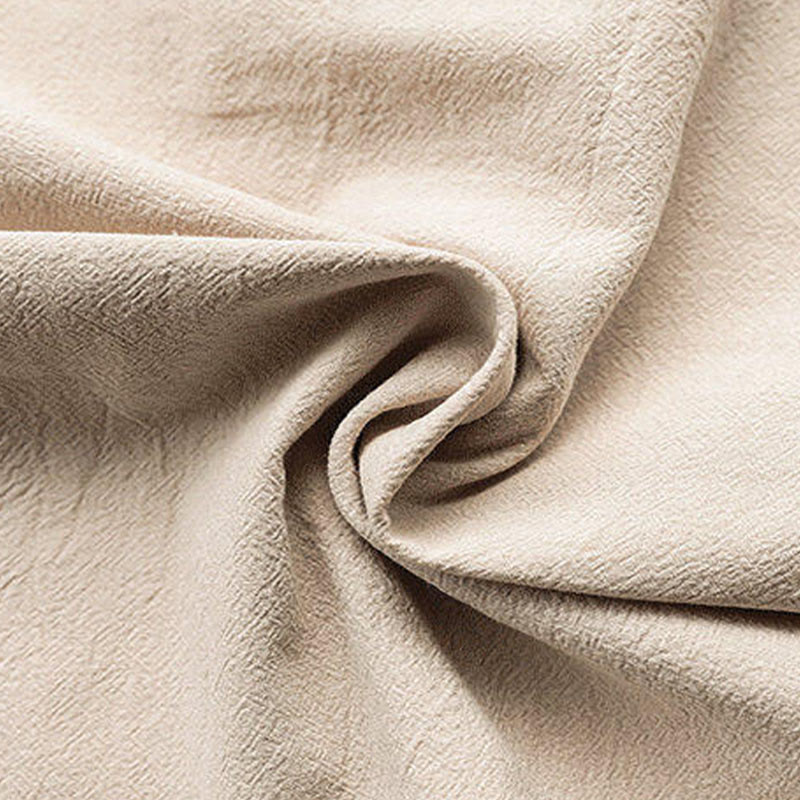 Camisa de lino de media manga para hombre con bolsillos y diseño de traje Tang de color liso de verano con Buddha Stones - image 1