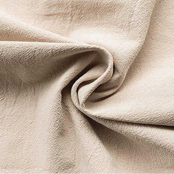 Camisa de lino para hombre de media manga con botones de rana y hojas de bambú amarillas de verano con Buddha Stones - image 8