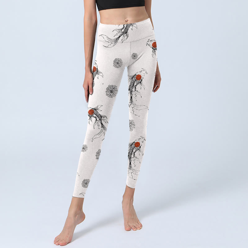 Leggings de yoga para mujer con estampado de crisantemos, Buddha Stones - image 6