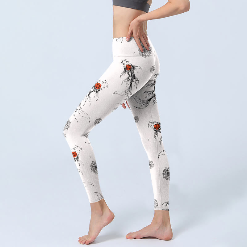 Leggings de yoga para mujer con estampado de crisantemos, Buddha Stones - image 3