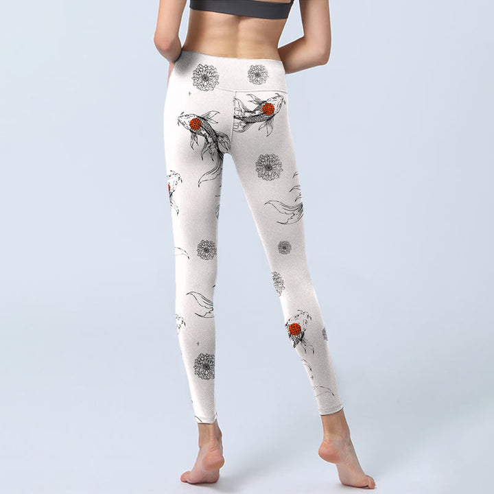 Leggings de yoga para mujer con estampado de crisantemos, Buddha Stones - image 7