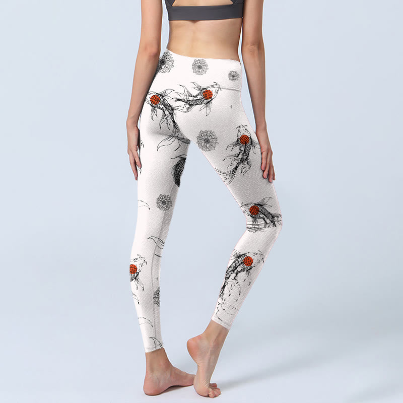 Leggings de yoga para mujer con estampado de crisantemos, Buddha Stones - image 3