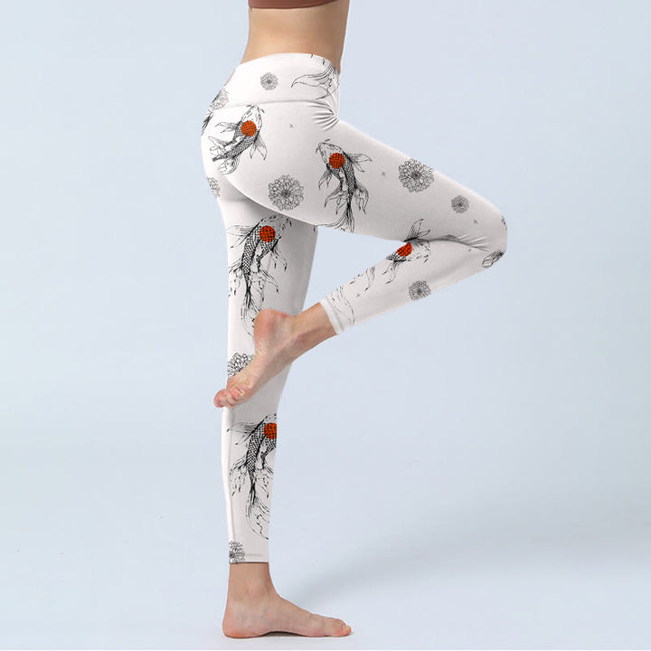 Leggings de yoga para mujer con estampado de crisantemos, Buddha Stones - image 4
