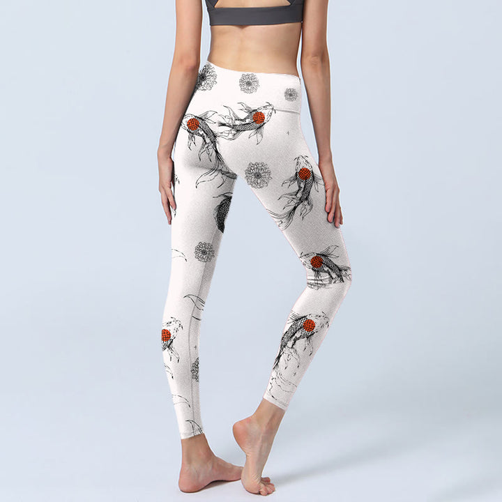 Leggings de yoga para mujer con estampado de crisantemos, Buddha Stones - image 4