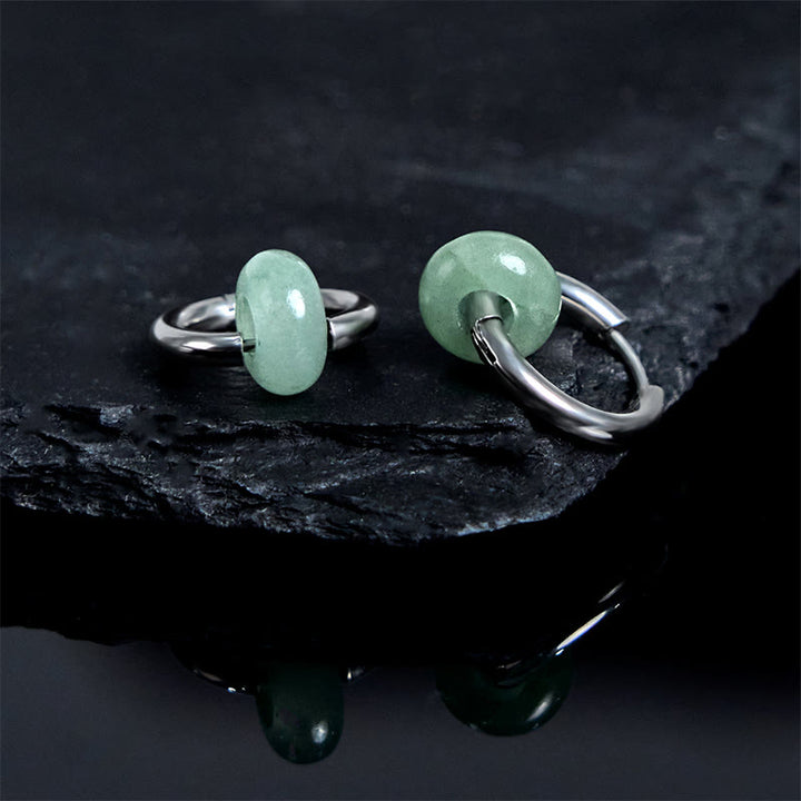 Pendientes reforzados de acero y titanio con Buddha Stones