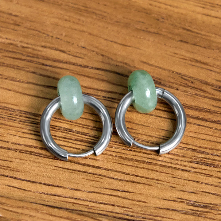Pendientes reforzados de acero y titanio con Buddha Stones
