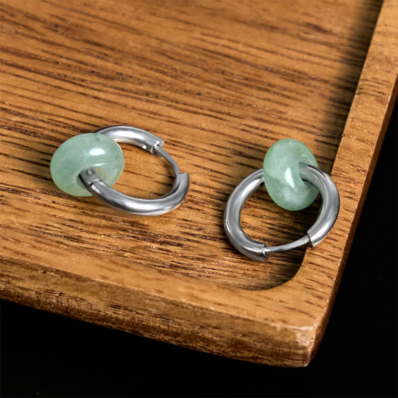 Pendientes reforzados de acero y titanio con Buddha Stones - image 4