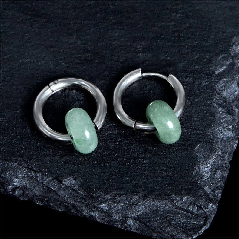 Pendientes reforzados de acero y titanio con Buddha Stones