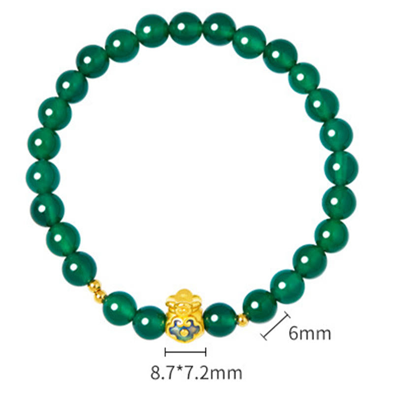 Pulsera de plata de ley 999 con Buddha Stones y calcedonia verde - image 11