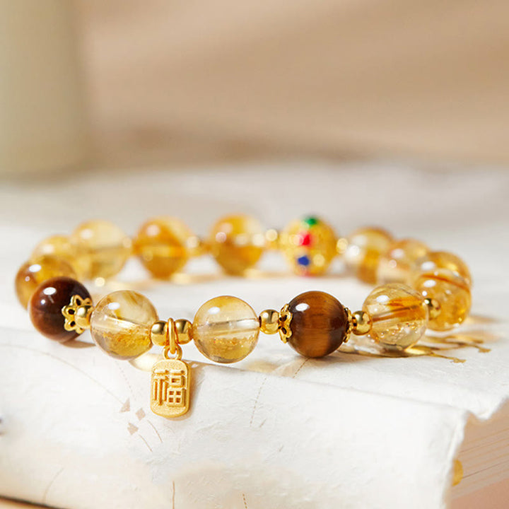 Pulsera de protección con Buddha Stones en plata de ley 925 con carácter Fu, citrino y ojo de tigre - image 2