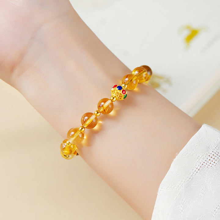 Pulsera de protección con Buddha Stones en plata de ley 925 con carácter Fu, citrino y ojo de tigre