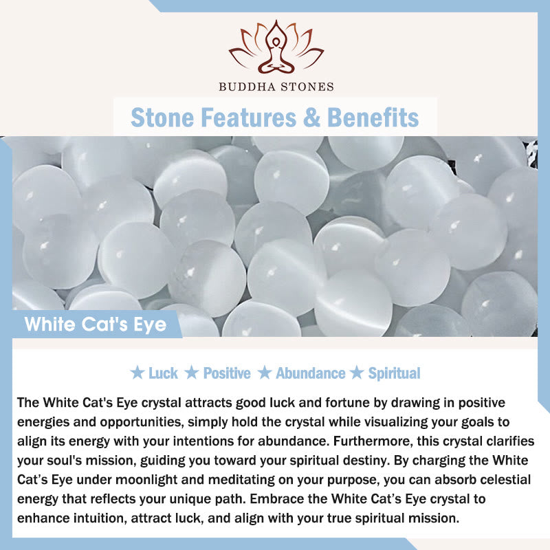 Pulsera con Buddha Stones en plata de ley 925 con ojo de gato blanco y flor de melocotón natural - image 5