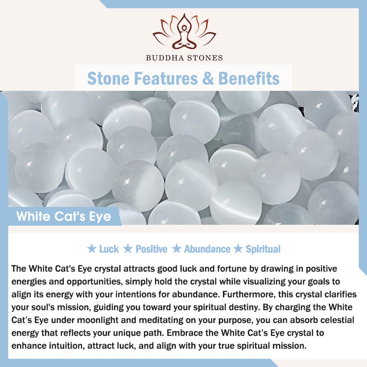 Pulsera con Buddha Stones en plata de ley 925 con ojo de gato blanco y flor de melocotón natural - image 5